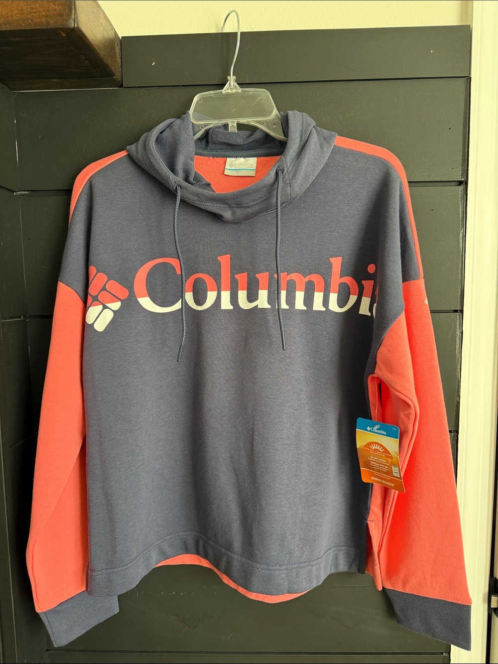 Columbia Women’s Navy and Coral Logo Crewneck Hoodie S